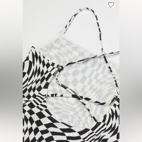 Checkered Black and White Spaghetti Strap Dress - Picture 2 of 3